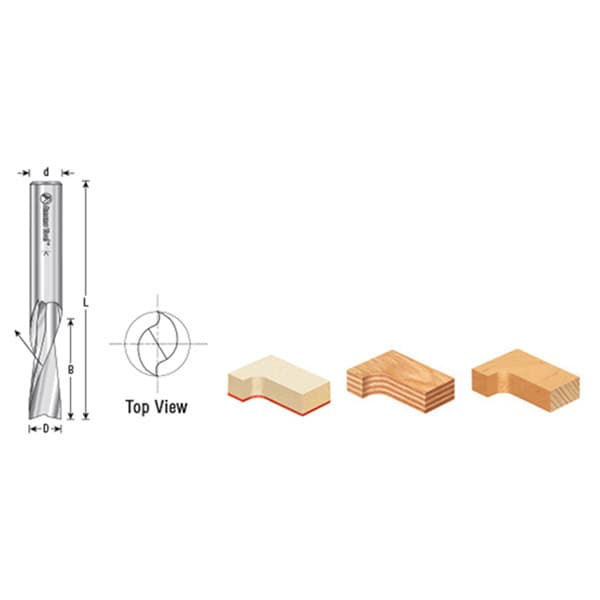 1/4" x 2-1/2" Up-Cut Spiral Plunge Bit, 2-Flute, 1/4" Shank (5/Pack)