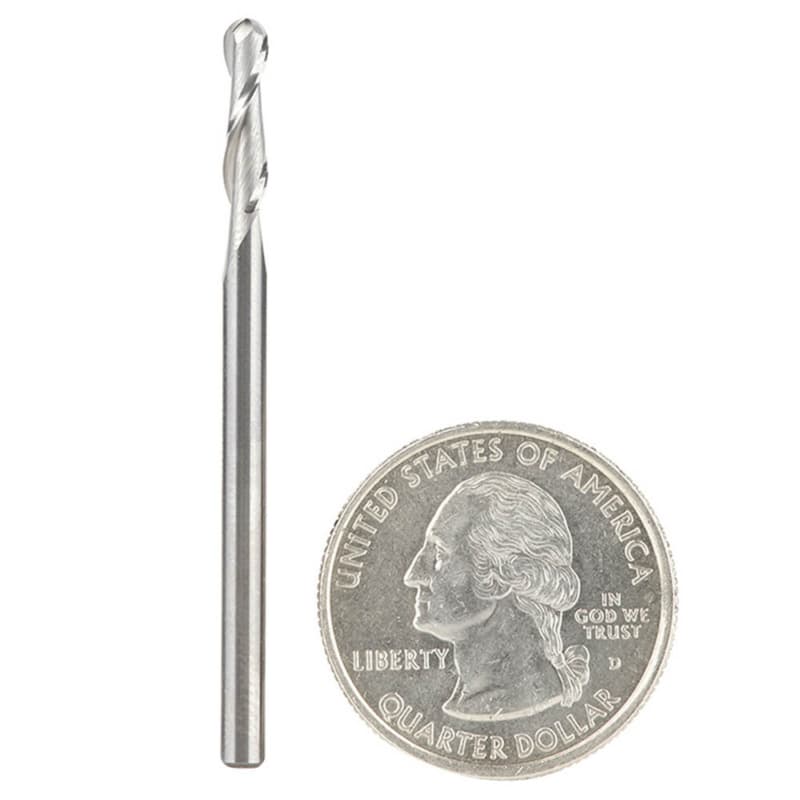 1/8" x 2" Up-Cut Ball Nose Spiral Router Bit, 2-Flute, 1/8" Shank