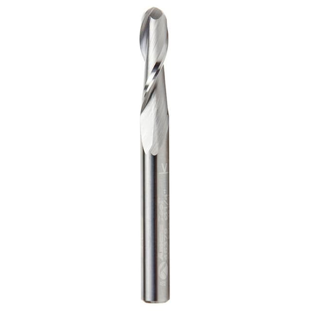 1/4" x 2-1/2" Up-Cut Ball Nose Spiral Router Bit, 2-Flute, 1/4" Shank