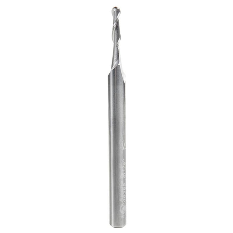 1/8" x 3" Up-Cut Ball Nose Spiral Router Bit, 2-Flute, 1/4" Shank