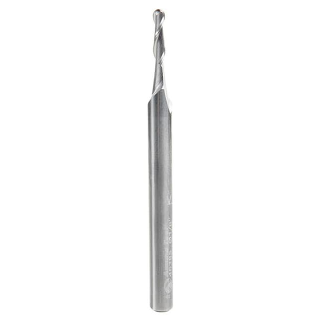 1/8" x 3" Up-Cut Ball Nose Spiral Router Bit, 2-Flute, 1/4" Shank