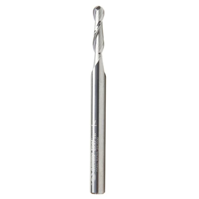 3/16" x 3" Up-Cut Ball Nose Spiral Router Bit, 2-Flute, 1/4" Shank
