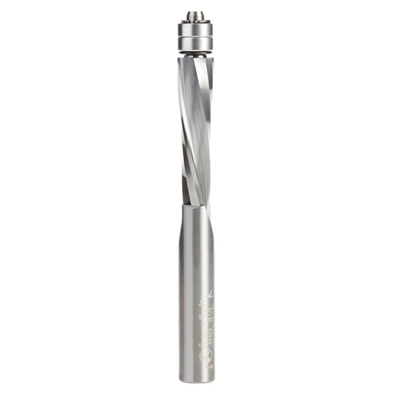 1/2" x 5" Down-Cut UltraTrim Spiral Bit with Double Lower Ball Bearing, 2-Flute, 1/2" Shank