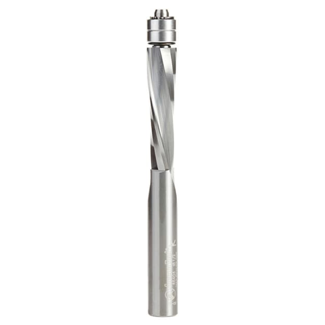 1/2" x 5" Down-Cut UltraTrim Spiral Bit with Double Lower Ball Bearing, 2-Flute, 1/2" Shank