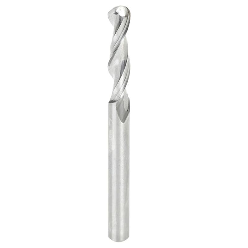1/4" x 3" Up-Cut Ball Nose Spiral Router Bit, 2-Flute, 1/4" Shank