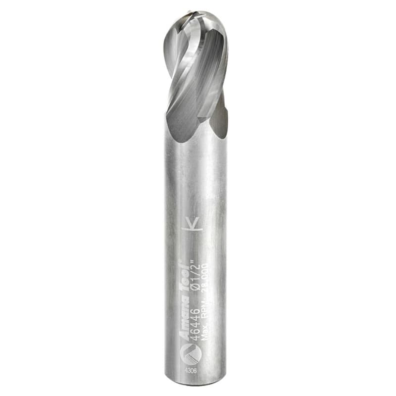 1/2" x 3" Up-Cut Ball Nose Spiral Router Bit, 4-Flute, 1/2" Shank