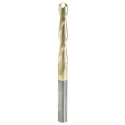 6mm x 75mm 2D/3D Carving Tapered Ball Tip ZrN Coated Up-Cut Spiral Router Bit, 2-Flute, 6mm Shank