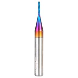 1/16" x 2" CNC 2D/3D Carving 0.10° Flat Bottom Down-Cut Spektra Extreme Tool Life Coated Spiral Router Bit, 3-Flute, 1/4" Shank