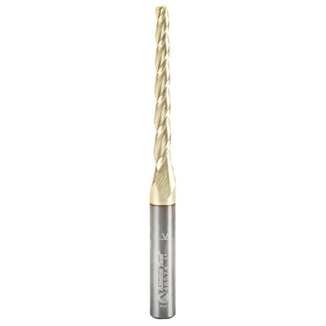 1/8" x 3" 2D/3D Carving Flat Bottom ZrN Coated Router Bit, 3-Flute, 1/4" Shank, 1° Degree