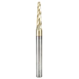 1/8" x 3" 2D/3D Carving Tapered Ball Tip ZrN Coated Up-Cut Spiral Router Bit, 4-Flute, 1/4" Shank