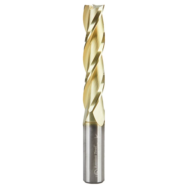 3/8" x 3" 2D/3D Carving Flat Bottom ZrN Coated Router Bit, 3-Flute, 3/8" Shank