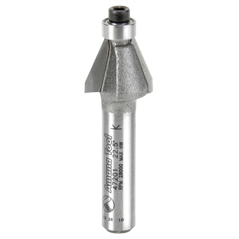 1/2" x 22° Bevel Laminate Trim Bit with Ball Bearing, 2-Flute, 1/4" Shank