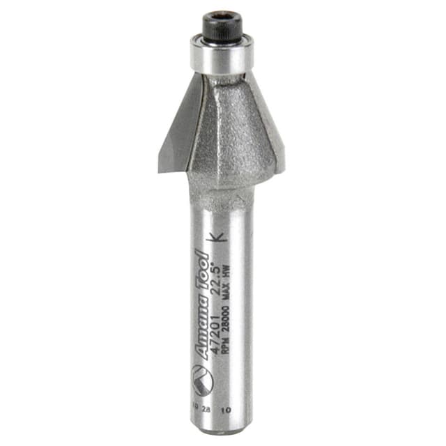 1/2" x 22° Bevel Laminate Trim Bit with Ball Bearing, 2-Flute, 1/4" Shank