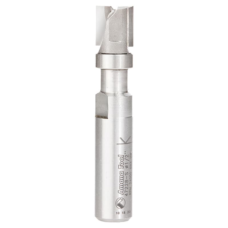 1/2" Dia x 1/2" Carbide Tipped Flush Trim Plunge Template, 1/2" Shank with Upper Ball Bearing Router Bit