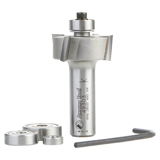 1-1/4" Dia x 1/2" Multi-Rabbet Four Different Rabbet Bit, 1/2" Shank, 4 Flute, Up-Shear