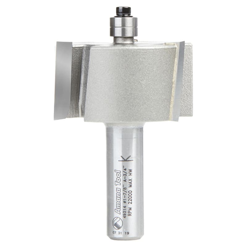 3/4" Depth x 1-7/8" Dia x 1" Rabbeting Bit, 3-Flute, 1/2" Shank