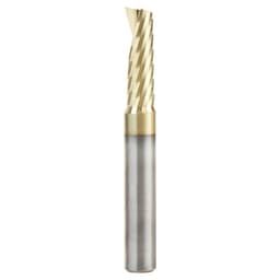 1/4" x 2" x 3/4" ZrN Coated Up-Cut 'O' Aluminum Cutting CNC Spiral Router Bit, 1-Flute, 1/4" Shank
