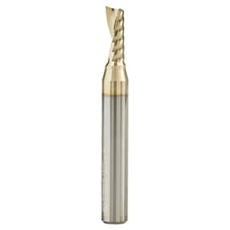 3/16" x 2" x 1/2" ZrN Coated Up-Cut 'O' Aluminum Cutting CNC Spiral Router Bit, 1-Flute, 1/4" Shank