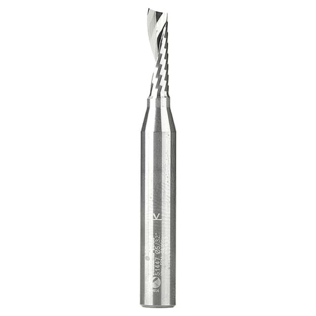 5/32" x 2" Up-Cut 'O' Plastic Cutting CNC Spiral Router Bit, 1-Flute, 1/4" Shank