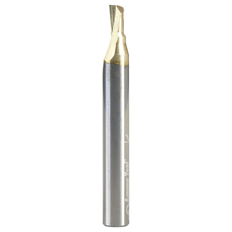 3/16" x 2" ZrN Coated Soft Aluminum Cutting Up-Cut Straight Bit, 1-Flute, 1/4" Shank