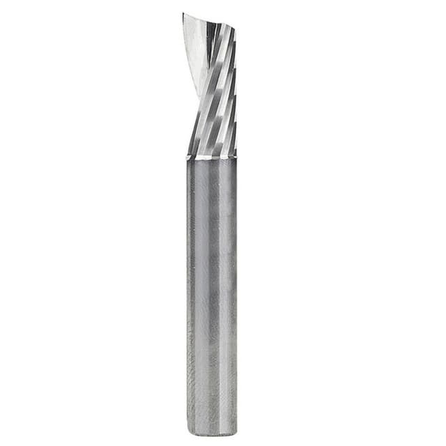 9/32" x 2" Aluminum Cutting 'O' Up-Cut CNC Spiral Router Bit with Mirror Finish, 1-Flute, 1/4" Shank