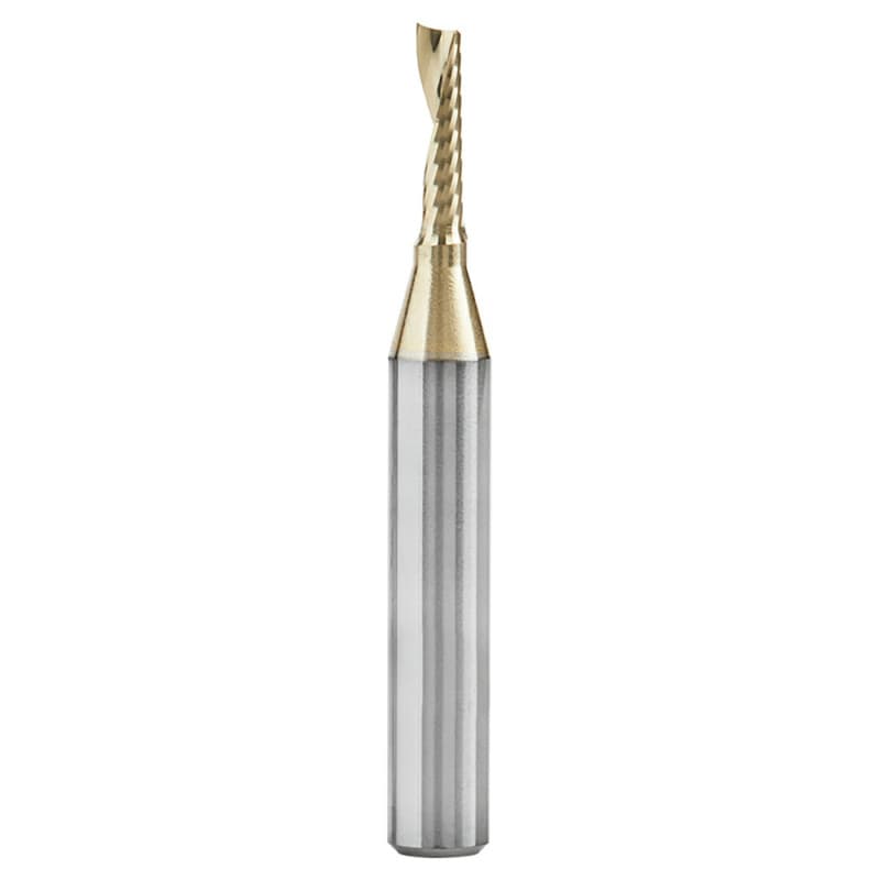 1/8" x 2" x 1/2" ZrN Coated Up-Cut 'O' Aluminum Cutting CNC Spiral Router Bit, 1-Flute, 1/4" Shank