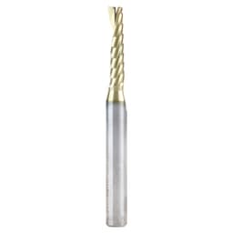 3/16" x 2-1/2" ZrN Coated Up-Cut 'O' Aluminum Cutting CNC Spiral Router Bit, 1-Flute, 1/4" Shank