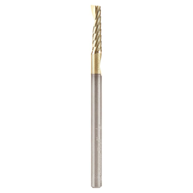 1/8" x 2" ZrN Coated Up-Cut 'O' Aluminum Cutting CNC Spiral Router Bit, 1-Flute, 1/8" Shank