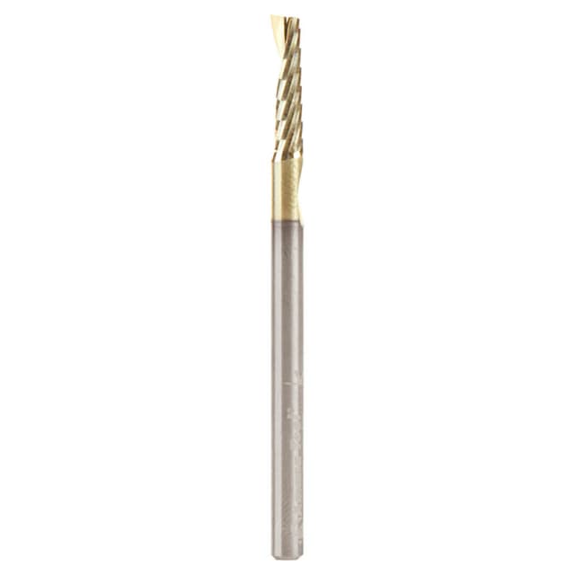 1/8" x 2" ZrN Coated Up-Cut 'O' Aluminum Cutting CNC Spiral Router Bit, 1-Flute, 1/8" Shank