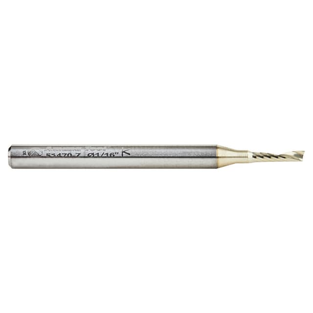 1/16" x 1-1/2" ZrN Coated Up-Cut 'O' Aluminum Cutting CNC Spiral Router Bit, 1-Flute, 1/8" Shank