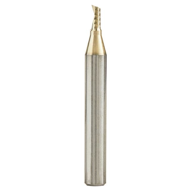 1/8" x 2" ZrN Coated Up-Cut 'O' Aluminum Cutting CNC Spiral Router Bit, 1-Flute, 1/4" Shank