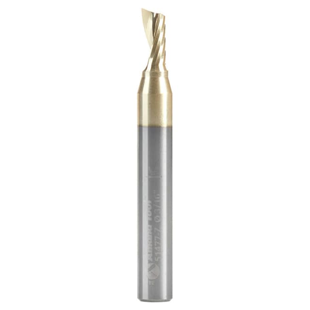 3/16" x 2" x 3/8" ZrN Coated Up-Cut 'O' Aluminum Cutting CNC Spiral Router Bit, 1-Flute, 1/4" Shank