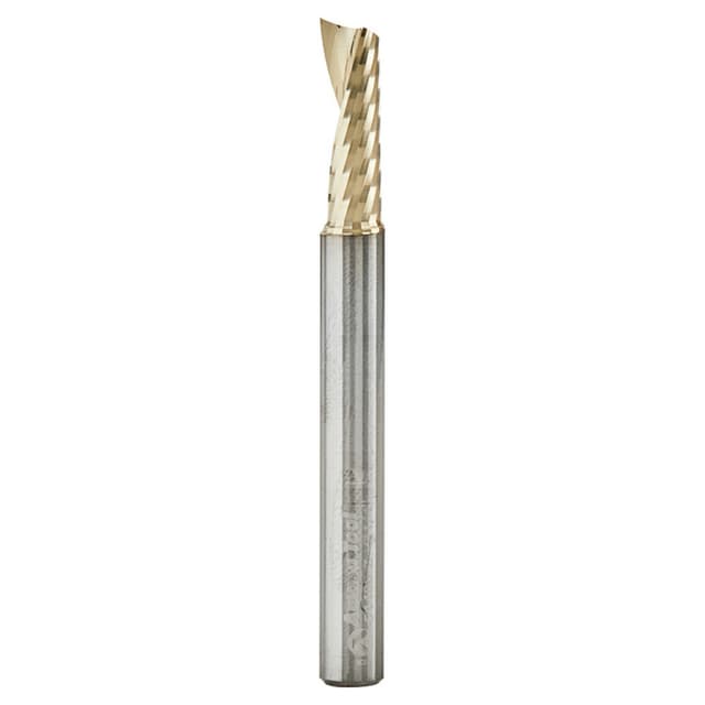 1/4" x 2-1/2" ZrN Coated Up-Cut 'O' Aluminum Cutting CNC Spiral Router Bit, 1-Flute, 1/4" Shank