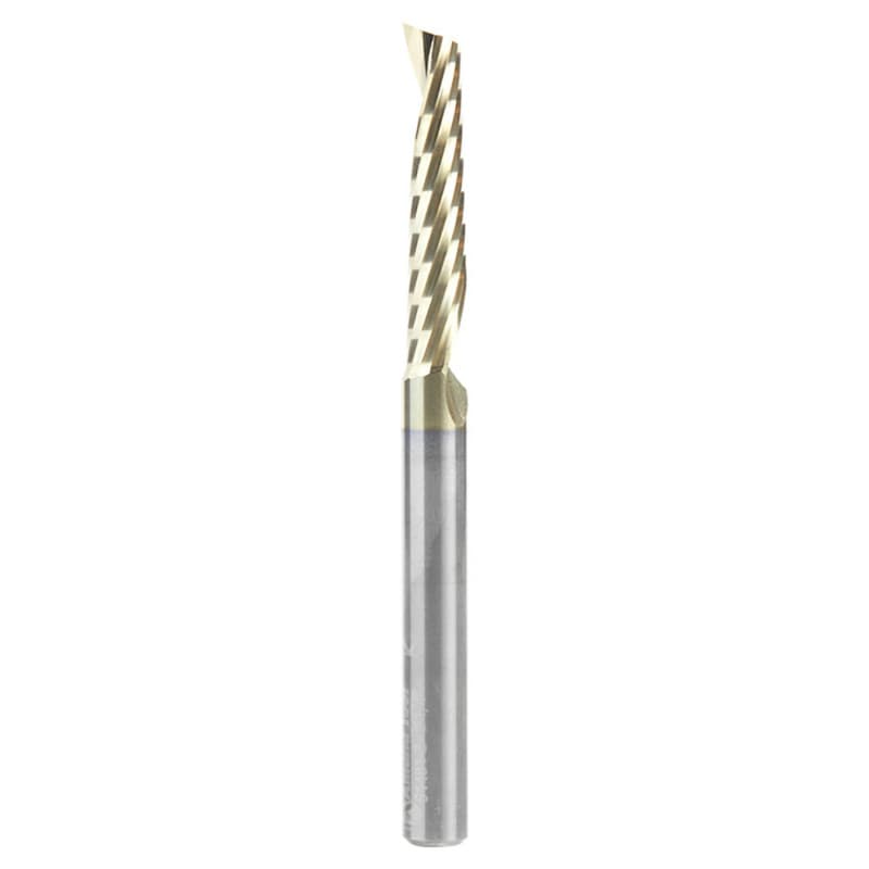 1/4" x 3" ZrN Coated Up-Cut 'O' Aluminum Cutting CNC Spiral Router Bit, 1-Flute, 1/4" Shank