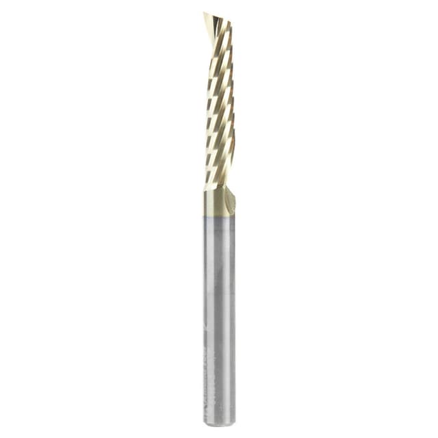 1/4" x 3" ZrN Coated Up-Cut 'O' Aluminum Cutting CNC Spiral Router Bit, 1-Flute, 1/4" Shank