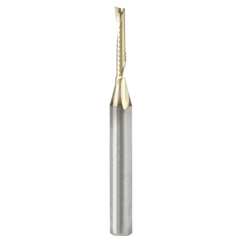 1/8" x 2-1/2" ZrN Coated Up-Cut 'O' Aluminum Cutting CNC Spiral Router Bit, 1-Flute, 1/4" Shank