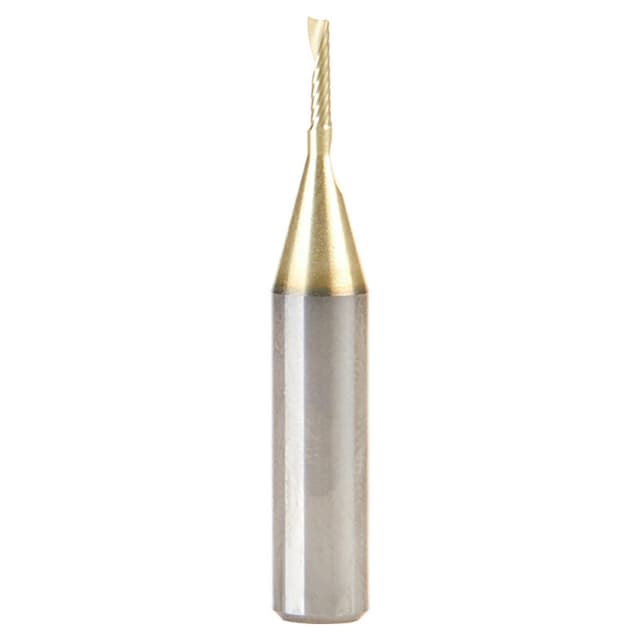 1/16" x 1-1/2" ZrN Coated Down-Cut 'O' Aluminum Cutting CNC Spiral Router Bit, 1-Flute, 1/4" Shank