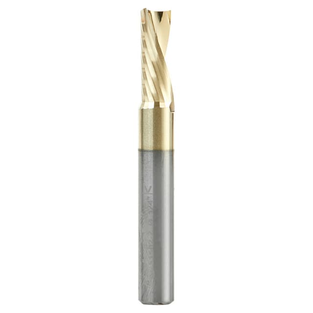 1/4" x 2" ZrN Coated Down-Cut 'O' Aluminum Cutting CNC Spiral Router Bit, 1-Flute, 1/4" Shank