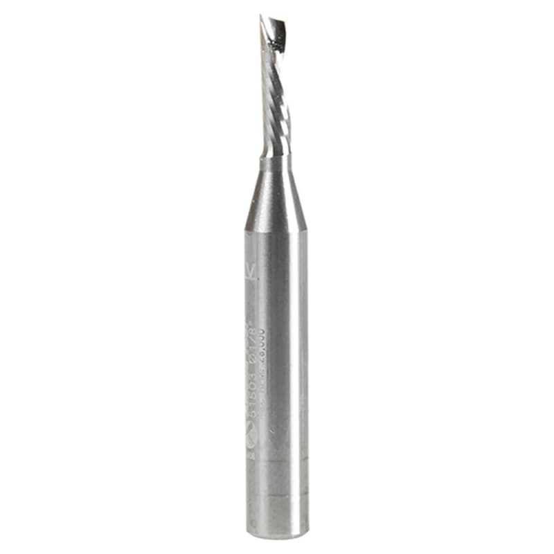 1/8" x 2" Down-Cut 'O' Aluminum Cutting CNC Spiral Router Bit, 1-Flute, 1/4" Shank