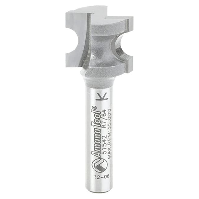 19/32" x 7/64" Radius Bull Nose Router Bit, 2-Flute, 1/4" Shank