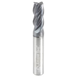 3/8" Dia x 7/8" CNC Variable Helix Spiral Router Bit, Corner Radius Bottom, 3/8" Shank x 0.020 Radius Solid Carbide AlTiN Coated Up-Cut End Mill