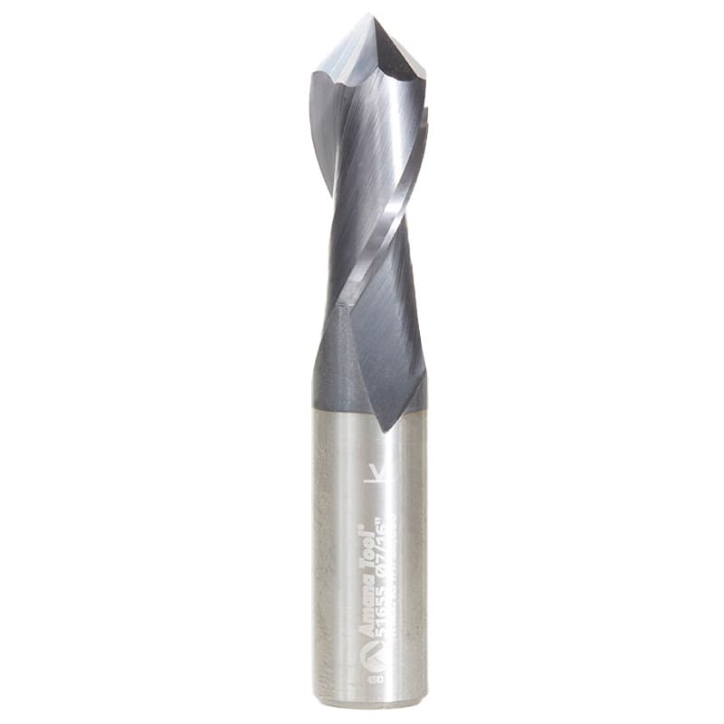 7/16" x 2-1/2" High Performance CNC 'V' Up-Cut Spiral Drill Router Bit/End Mill, 2-Flute, 7/16" Shank