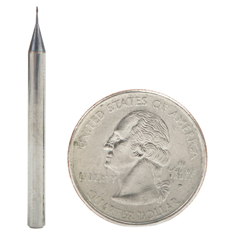 0.015" AlTiN Coated CNC Steel Ball End Mini Mill Bit, 2-Flute
