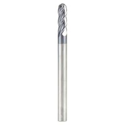 1/8" Dia x 3/8" High Performance Solid Carbide CNC Steel, Helix Spiral Ball Nose with AlTiN Coating 4-Flute, 1/8" Shank, 1-1/2" Long Up-Cut Router Bit, /End Mill