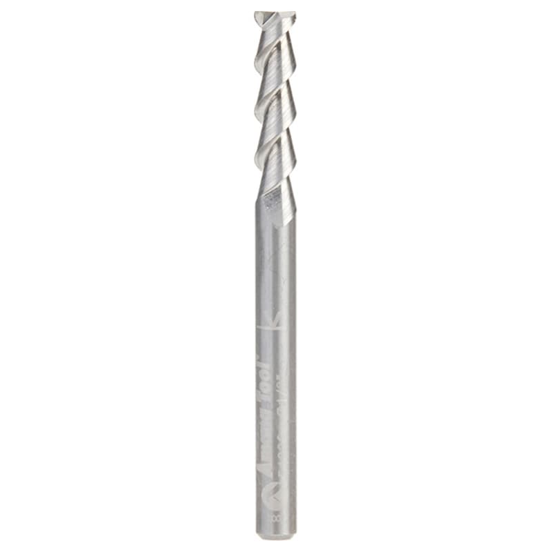 1/8" x 1/2" 55° CNC Solid Carbide Aluminum/Acrylic Cutting Helix End Mill Bit, 2-Flute, 1/8" Shank