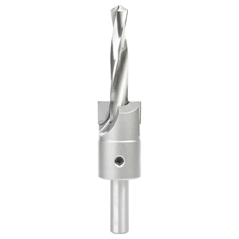 1-1/8" Dia x 1/2" Carbide Tipped Shankless Counterbore with Slow Spiral Drill, 1/2" Drill Shank
