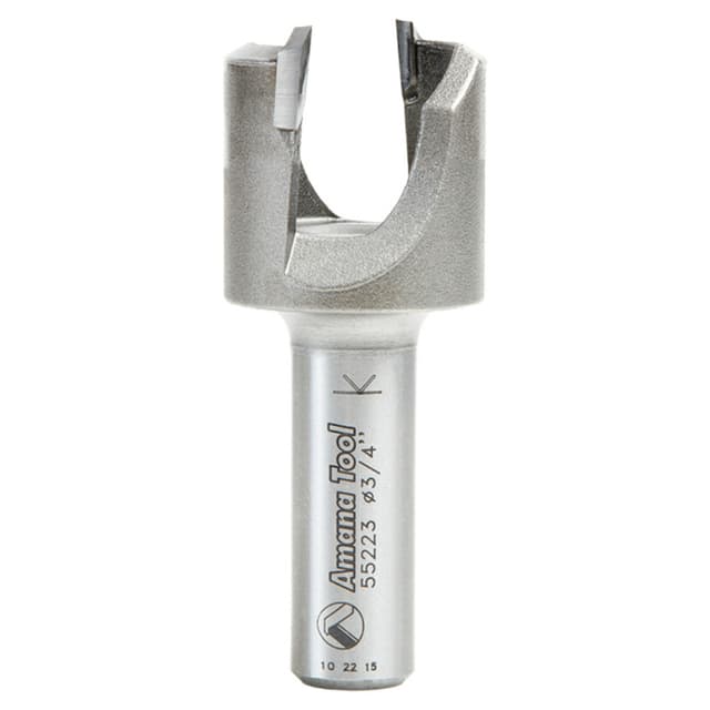1-1/32" Dia x 1/2" Carbide Tipped Plug Cutter for Drill Press, 1/2" Shank