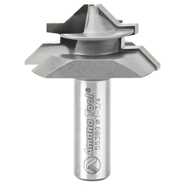1-3/4" Dia x 7/8" Carbide Tipped Lock Miter Bit, 45°, 1/2" Shank for 3/8" - 3/4" Material