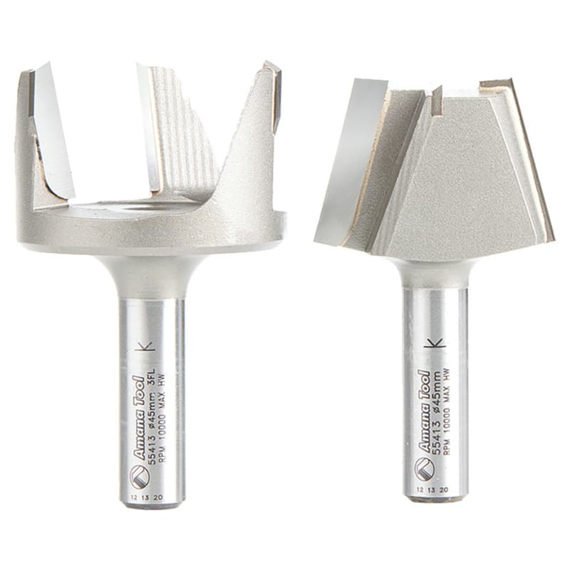 1-3/4" Dia x 1-3/16" Carbide Tipped Solid Surface Tapered Plug Cutter Repair Router Bit, Set, 1/2" Shank (2 Pieces)