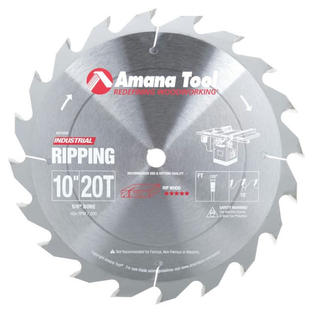 10" Dia x 20T Carbide Tipped Ripping Standard